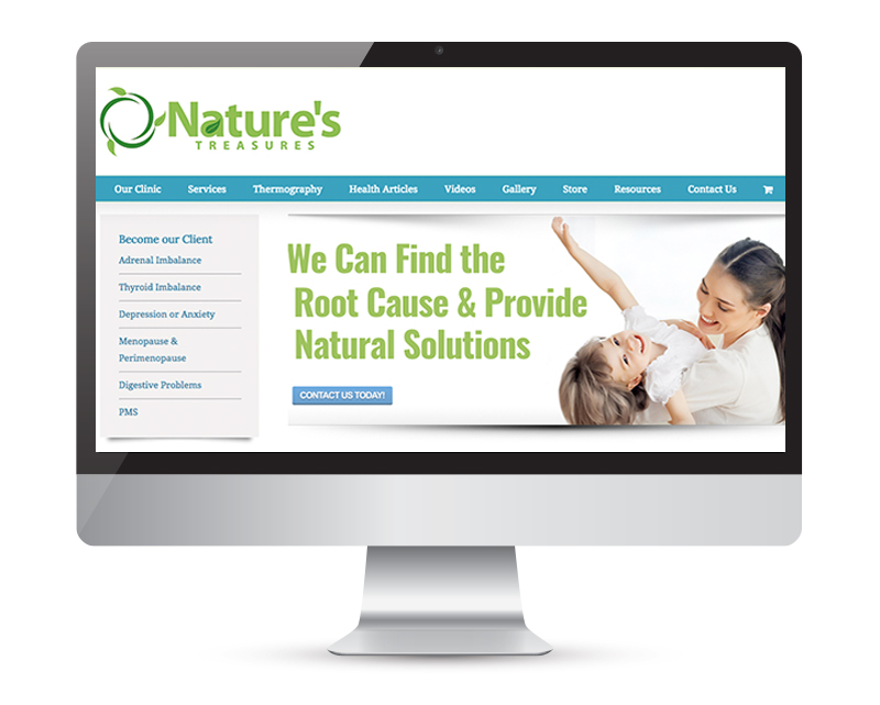 Nature's Treasures website screens